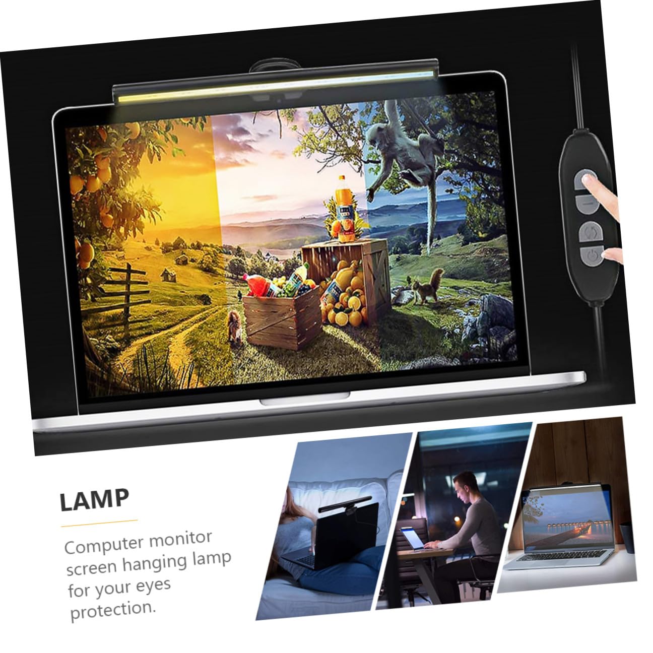 Yardenfun Hängende Bildschirmleuchte 26cm LED Monitorlampe Schwarz