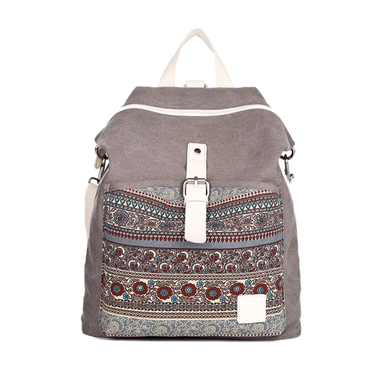 FANDARE Casual Mochila Mujer Bolso de Hombro Niña Bolso Escolar Bolsa Bandolera para Universidad Viajes Compras Citas Backpack Duradero Lona Gris