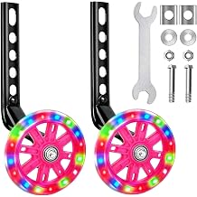Adjustable Bike Stabilisers for 12 14 16 18 20 Inch Single Speed Bicycles, Heavy Duty Training Wheels for Kids Bike with Flash Light Up Wheels, Anti-Slip Stabilisers for Childs Bikes Mounted Kit