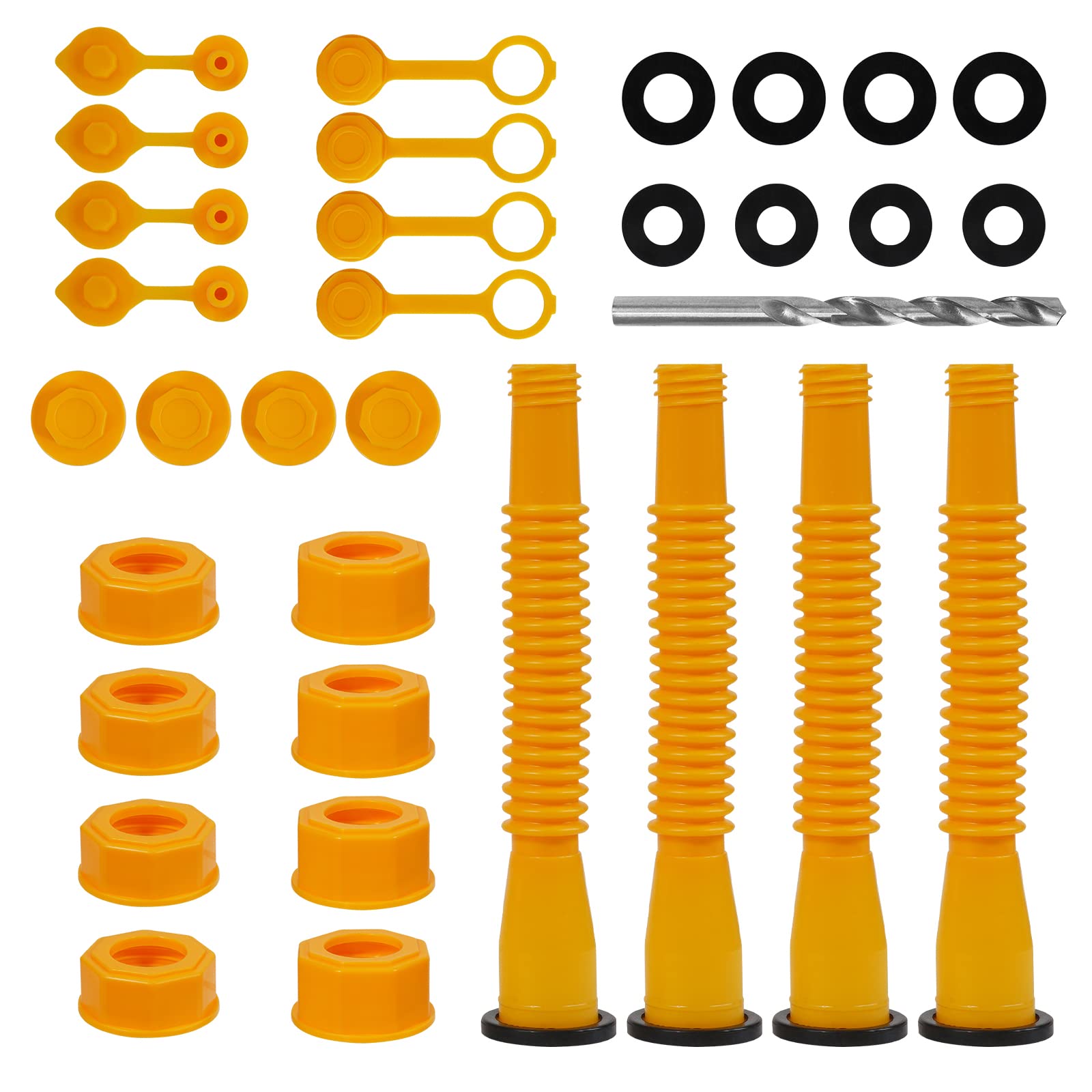 Photo 1 of 33 Pcs Gas Can Nozzle Replacement Kit, Gas Can Spouts Fits 5 Gallon Gasoline Cans, with Flexible Nozzles, Screw Collar Caps, Thicker Gasket, Spout Cap, Drill Bit and Fuel Vent Caps - for Smooth Flow