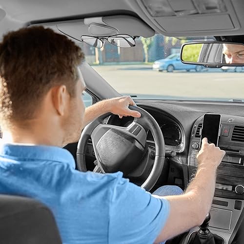 Miniatura 7 de MoKo Soporte para lentes de sol para visera solar de automóvil, paquete de 2 unidades, de piel sintética, magnético, soporte para gafas, clip de