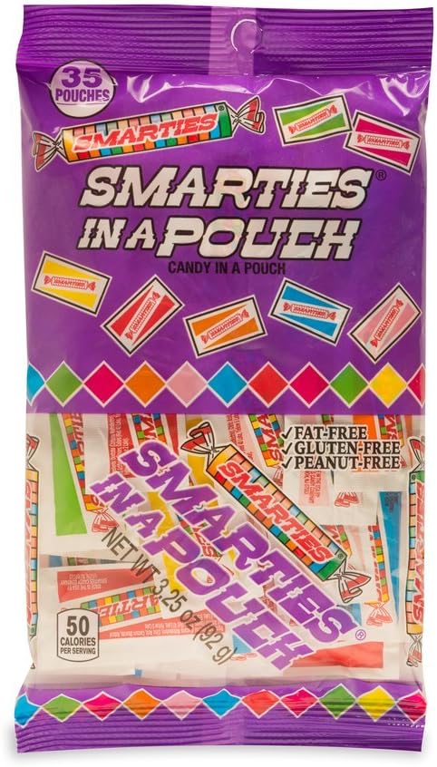 Smarties in a Pouch Assorted Flavor Candy Pieces, 3.25 oz Bag, Pack of 3