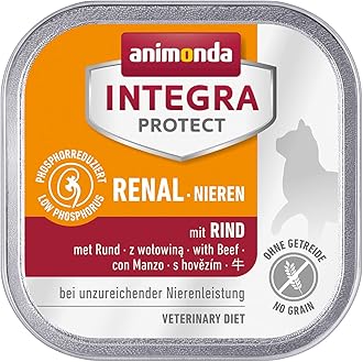 animonda Integra Protect Nieren (Renal) cat, wet food for chronic renal insufficiency, with beef, 16 x 100g
