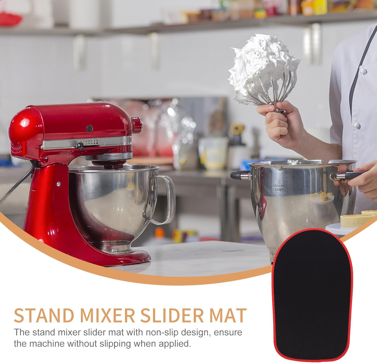 Stand Mixer Mover Mat Small Rubber Non-skid Mat for Kitchen Countertop Mixing Appliances with Red Border