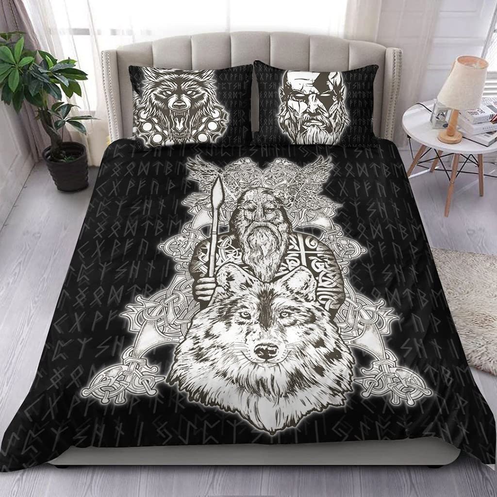 Housse de couette viking en microfibre lavée infroissable noire 228x259cm