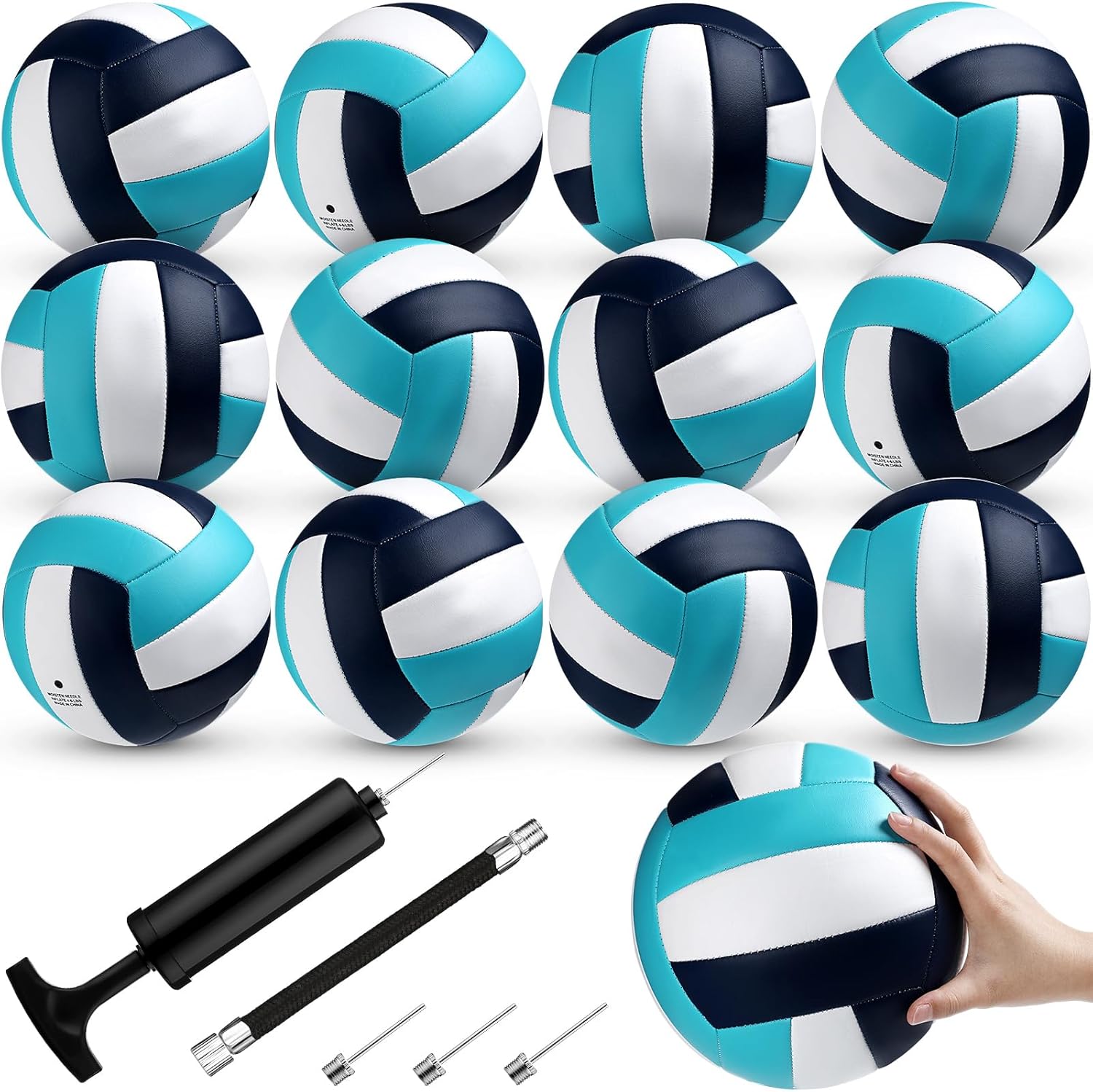 Meooeck 12 Pcs Volleyballs Official Size 5 Volley Balls Bulk Practice Volleyballs Indoor Outdoor Soft Recreational Volley Ball with Pump for Beginner for Gym Training Beach Pool