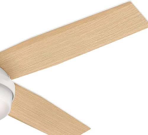 Miniatura 11 de Hunter Ventilador de techo interior de 52 pulgadas con luz LED y control remoto, ventilador de techo moderno blanco, montaje de perfil bajo, 4