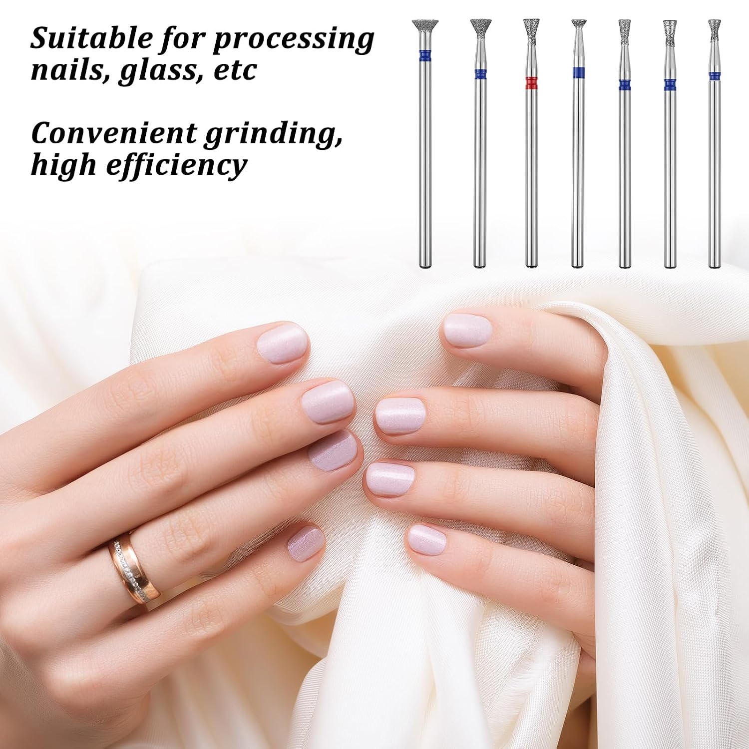 7pcs Cone Nail Drill Bits Cuticle Polishing Bit Sand Cone Drill Bits For Nails Grinding Head for Electric Nailes File Machine Cuticle Pusher Drills Bit For Nails Gel Polishing Nail Salon Supply