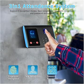 Clocking in Machine for Employees Small Business Fingerprint Attendance Machine IR Camera Face Recognition Password Reader System For Employee Checking-in Time Clock Recorder