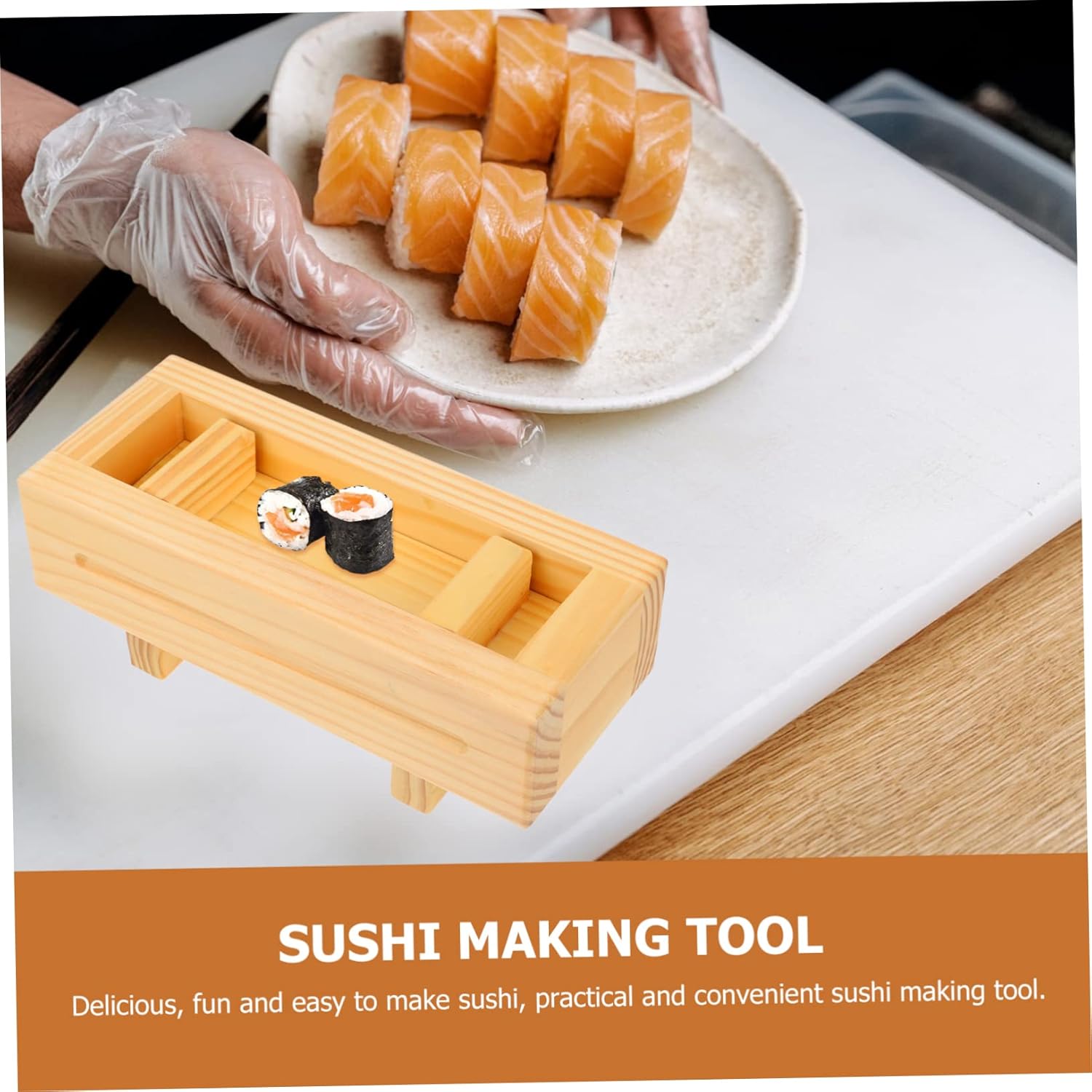 Alipis Multipurpose Sushi Making Mold Food Grade Wood Sushi Tool for Rice Balls 1-Piece Kitchen Supply for Restaurants and Home Use