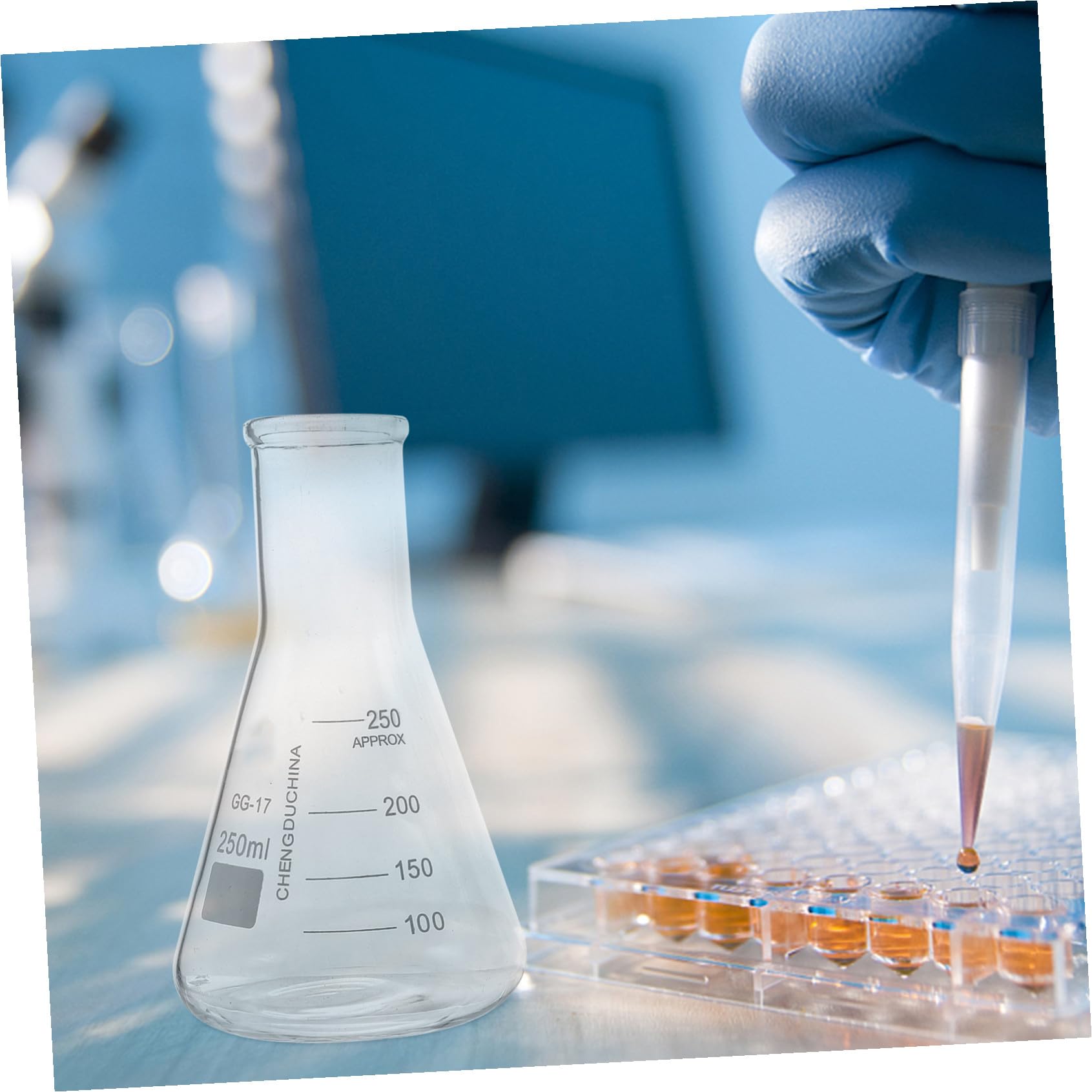 MAGICLULU Set 9 Pezzi Strumentazione Scientifica Vetro Becher Graduato Cilindro Graduato Bottiglia Conica Per Laboratorio Misurazione Chimica Scuola