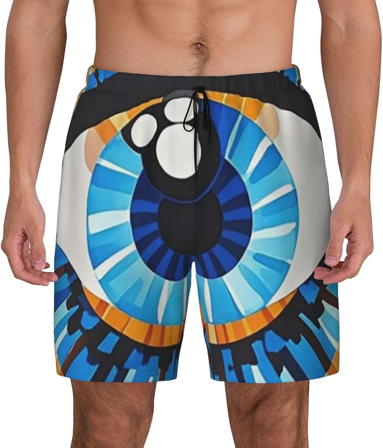Men's Swim Trunks 2 in 1 Quick Dry Bathing Suits Evil Eye Beach Board Shorts Swimwear