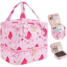 Uross Lipstick Nail Polish Organizer Bag for Teenager Girls Holds 42 Bottles Nail Polish & Nail Kit Storage Organizer Bag Nail Supplies Organizer Case for Nail Tech Gifts