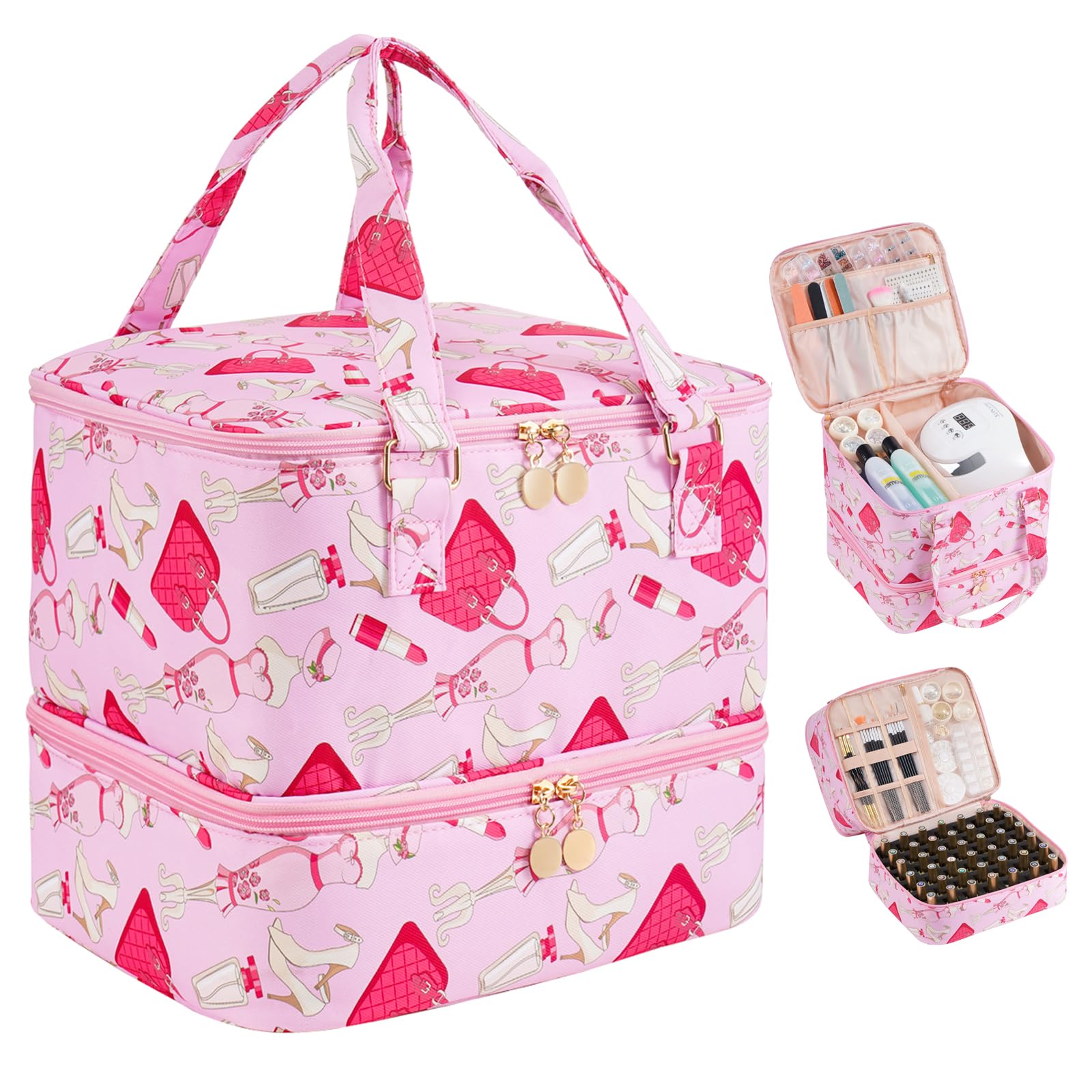 Bolsa de almacenamiento de esmalte de uñas acolchada con doble capa Uross 7