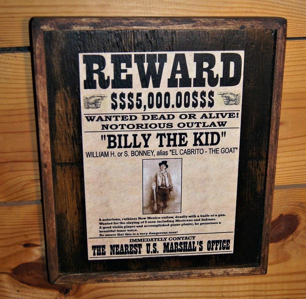 Vintage Billy the Kid Wanted Poster - Wooden Sign
