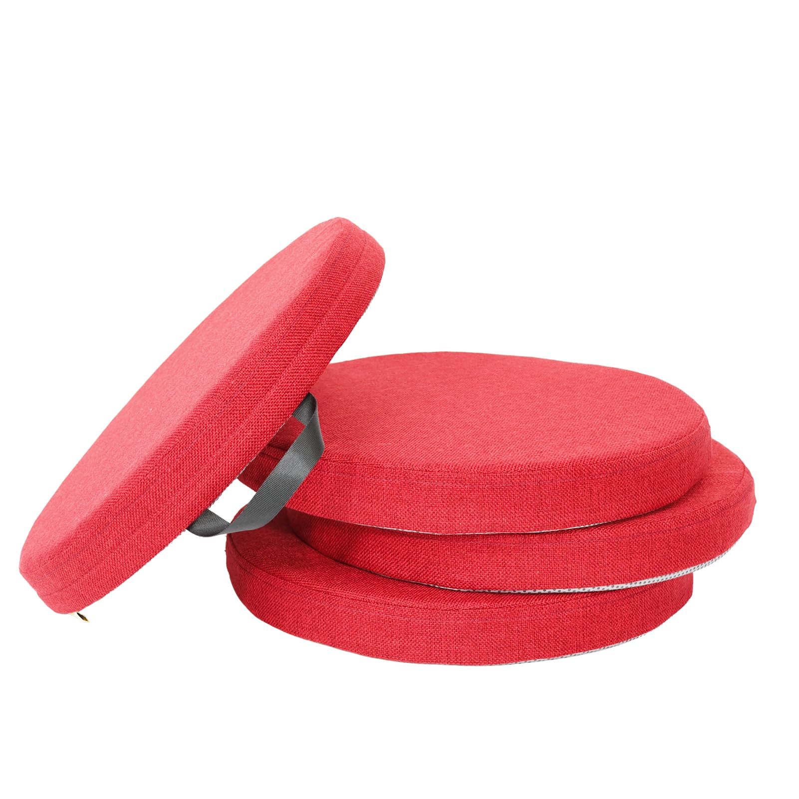 M Mute Touch 4PCS Floor Cushion | Floor Round Seat Cushions | 16''x2'' Chair Cushion with Removable Cover and Handle for Indoor Furniture (Burgundy)