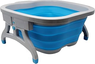 Lee Beauty Professional Large Foot Soaking Tub, Plastic and Rubber Bucket for Home Spa, Blue