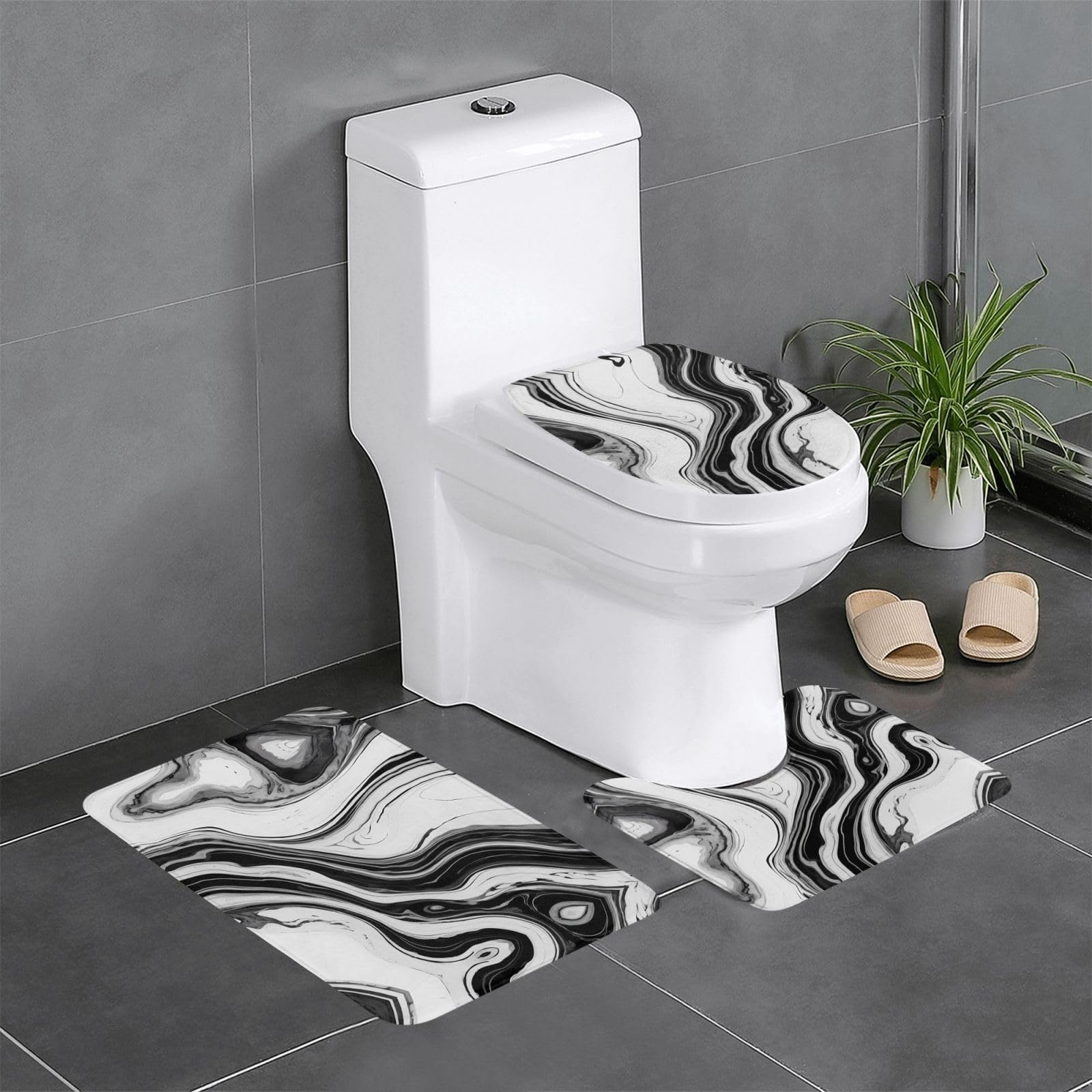 Tapis de salle de bain antidérapants : sécurité et confort absorbant motif marbre