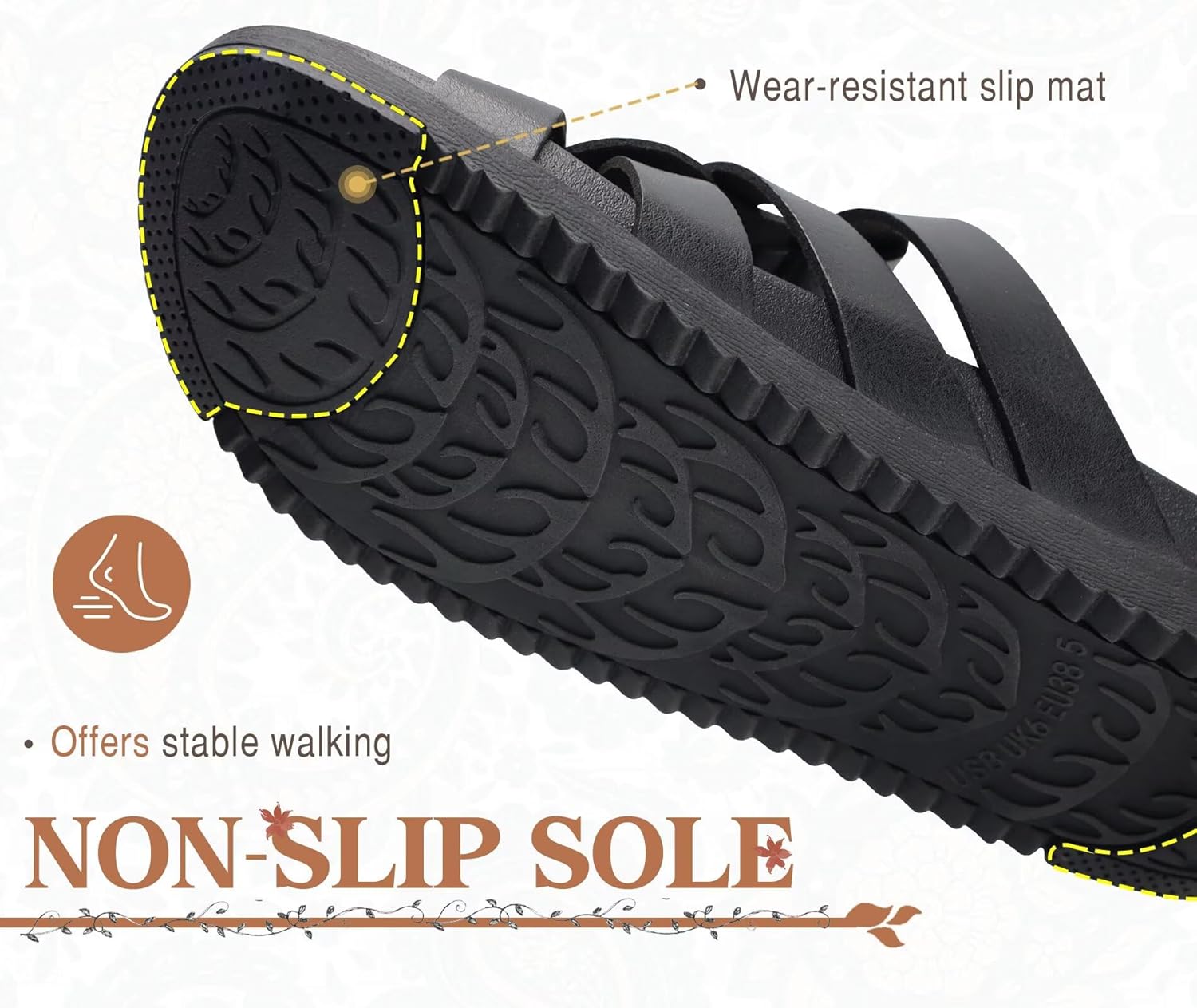 KuaiLu Gladiator Sandals for Women with Comfortable Arch Support Summer Beach Vacation Walking Travel Fisherman Slides Boho Outfits Flats Slip on Cushion Shoes Indoor Outdoor - Image 8