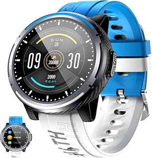 CNGY 1.28" Touch Screen Fitness & Activity Tracker Heart Rate Blood Pressure Sleep Mornitor,Waterproof Step Counter Stopwatch1(Blue)