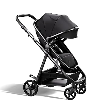Mompush Baby Stroller, Convertible 2-in-1 with Bassinet Option, Infant Car Seat Compatible, Includes Adapter - Sturdy Full-Size Infant Stroller for Family Adventures