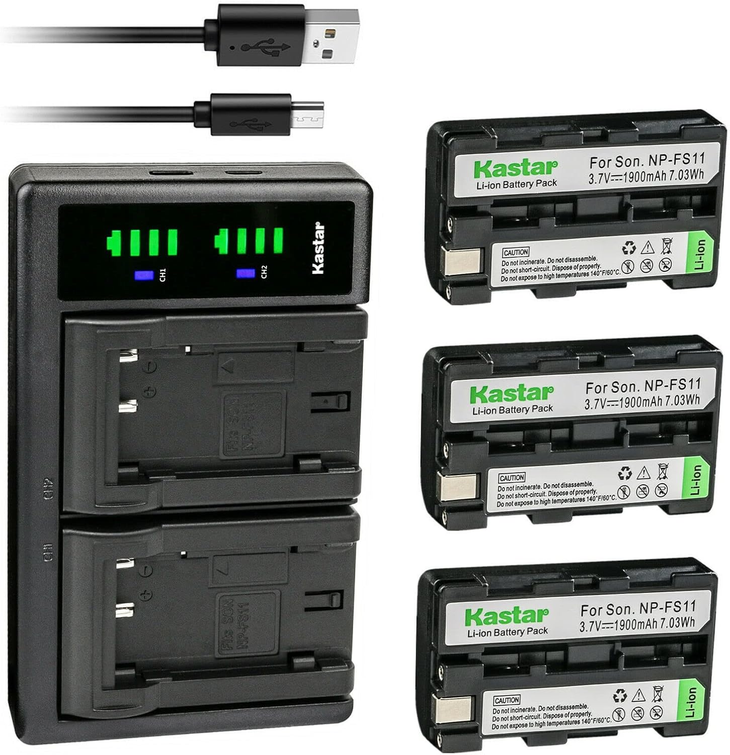 Kastar 3-Pack Battery and LTD2 USB Charger Replacement for Sony CCD-CR1, CCD-CR5, DCR-PC1, DCR-PC2, DCR-PC3, DCR-PC4, DCR-PC5, DCR-TRV1VE, DSC-F505, DSC-F505V Digital Cameras