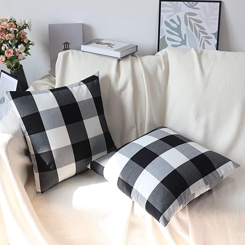 Miniatura 2 de NAVIBULE Juego de 2 fundas de almohada a cuadros de búfalo de 18 x 18 pulgadas, fundas decorativas para exteriores, para sofá, cama, hogar de