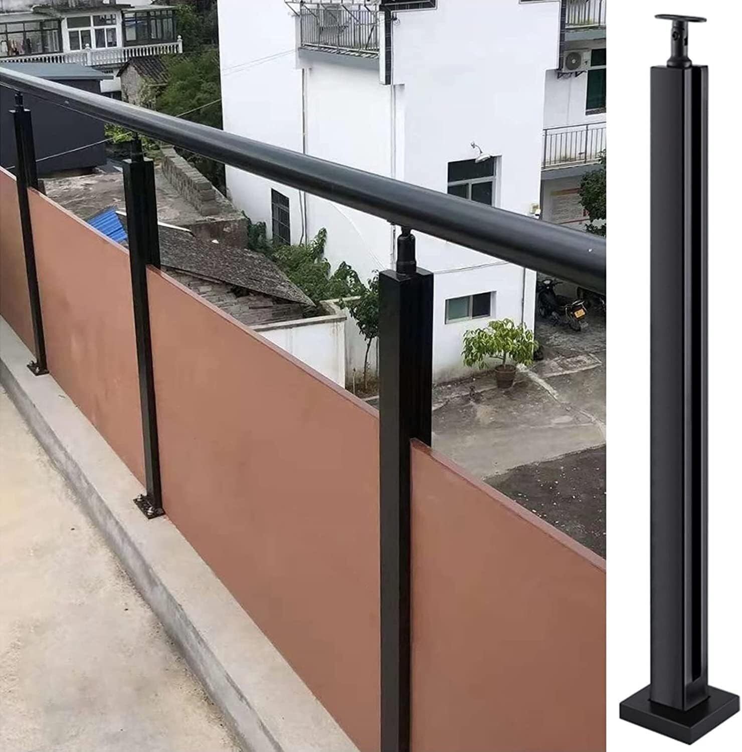 Poste Medio de Barandilla de Vidrio de 85cm para Escaleras y Balcones