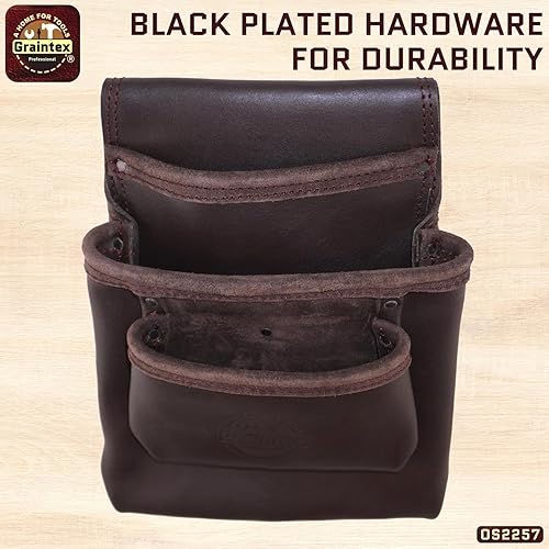 Miniatura 6 de Graintex OS2257 - Bolsa de herramientas y uñas bronceadas con aceite de 3 bolsillos color marrón oscuro para constructorelectricistafontanero
