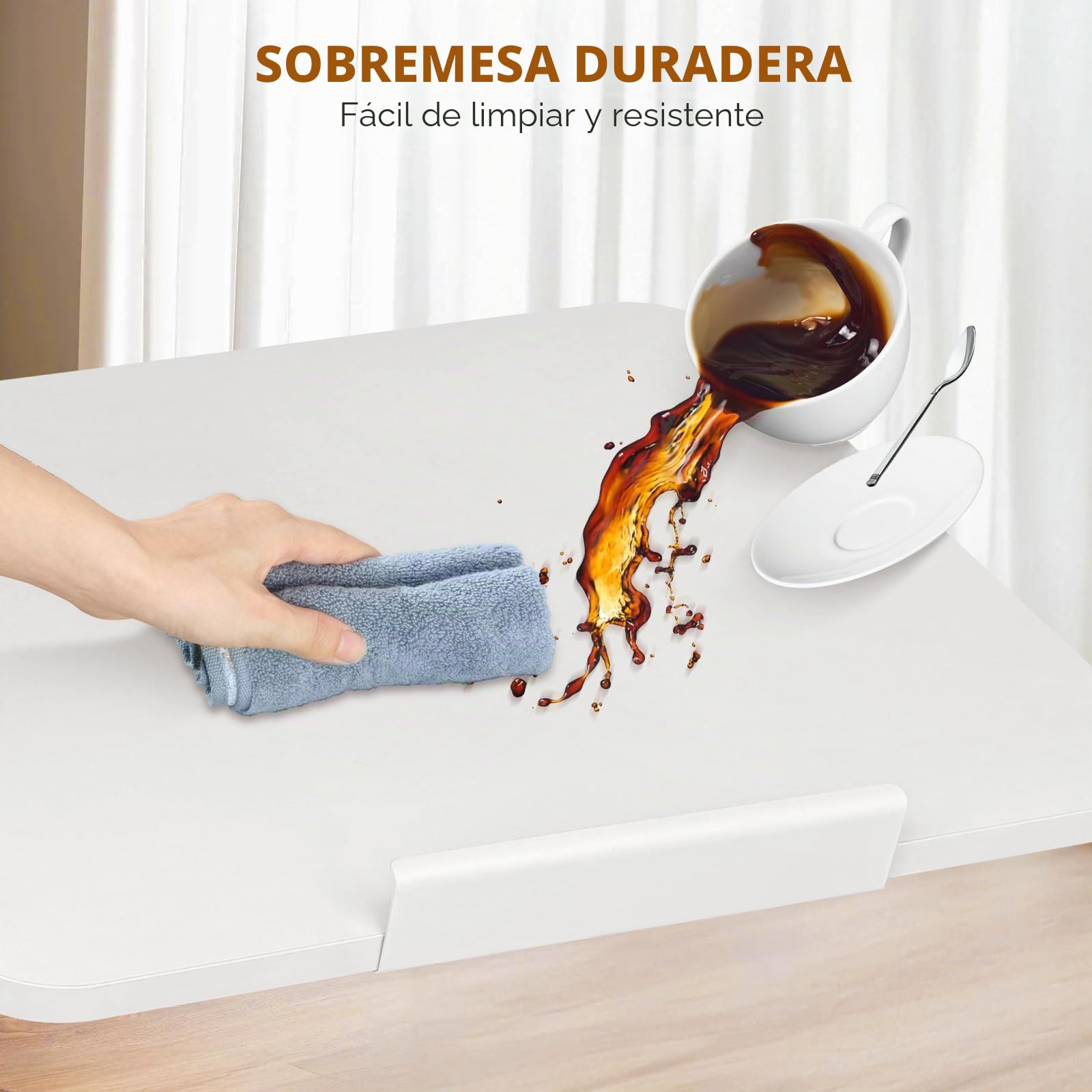 Mesa de Cama neumática Ajustable con Ruedas, Parte Superior Dividida, Mesa de Noche reclinable con Bandeja rodante para Ordenador portátil, Ordenador portátil, Altura 66-106 cm
