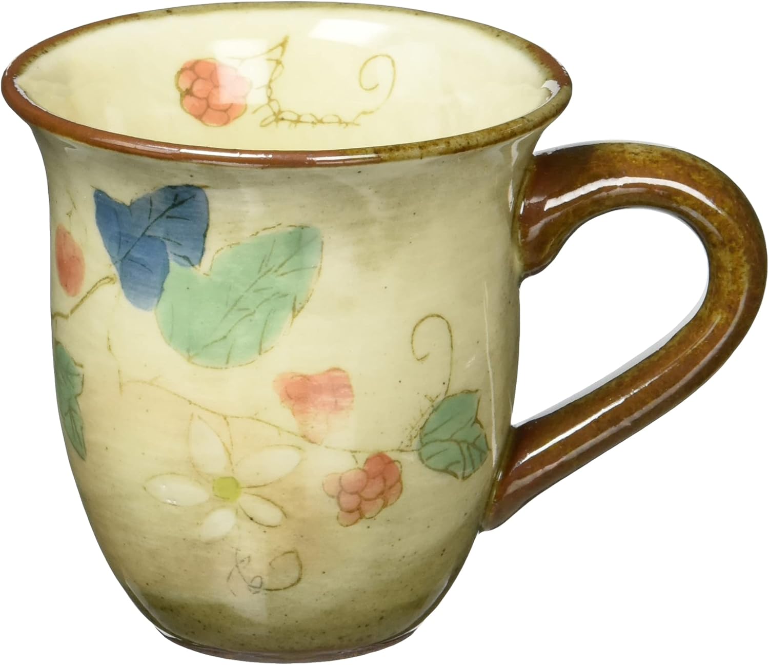 Hasami Ware 62367 Rice Bowl, Small, Grass Flower (Wooden Strawberry) Pattern, Red