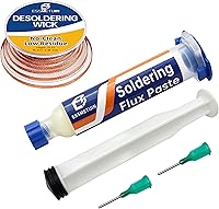 ALLFORYOURSOLDERING Desoldering Wick & No-Clean Rosin Flux Paste Kit - 0.08in 10ft Wick, 10CC Flux for Quick PCB Solder Removal