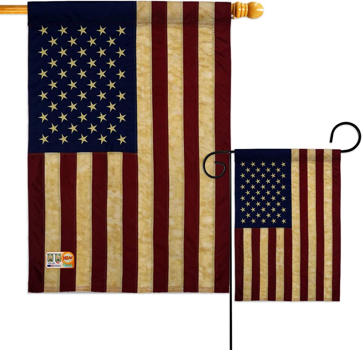 Star and Stripes USA Vintage Garden House Flags Set Patriotic Patriotism Independence Memorial United State American Small Decorative Gift Yard Banner Double-Sided Imported 28 X 40