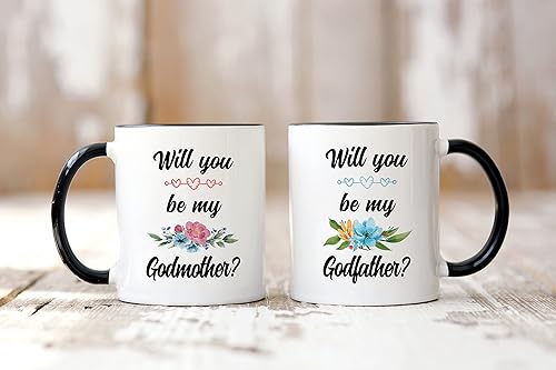 Miniatura 4 de Casitika Serás mi regalo de propuesta de padrinos Juego de tazas de café con propuesta de Dios Padres. Taza de 11 onzas para pedir a amigos o tíatío