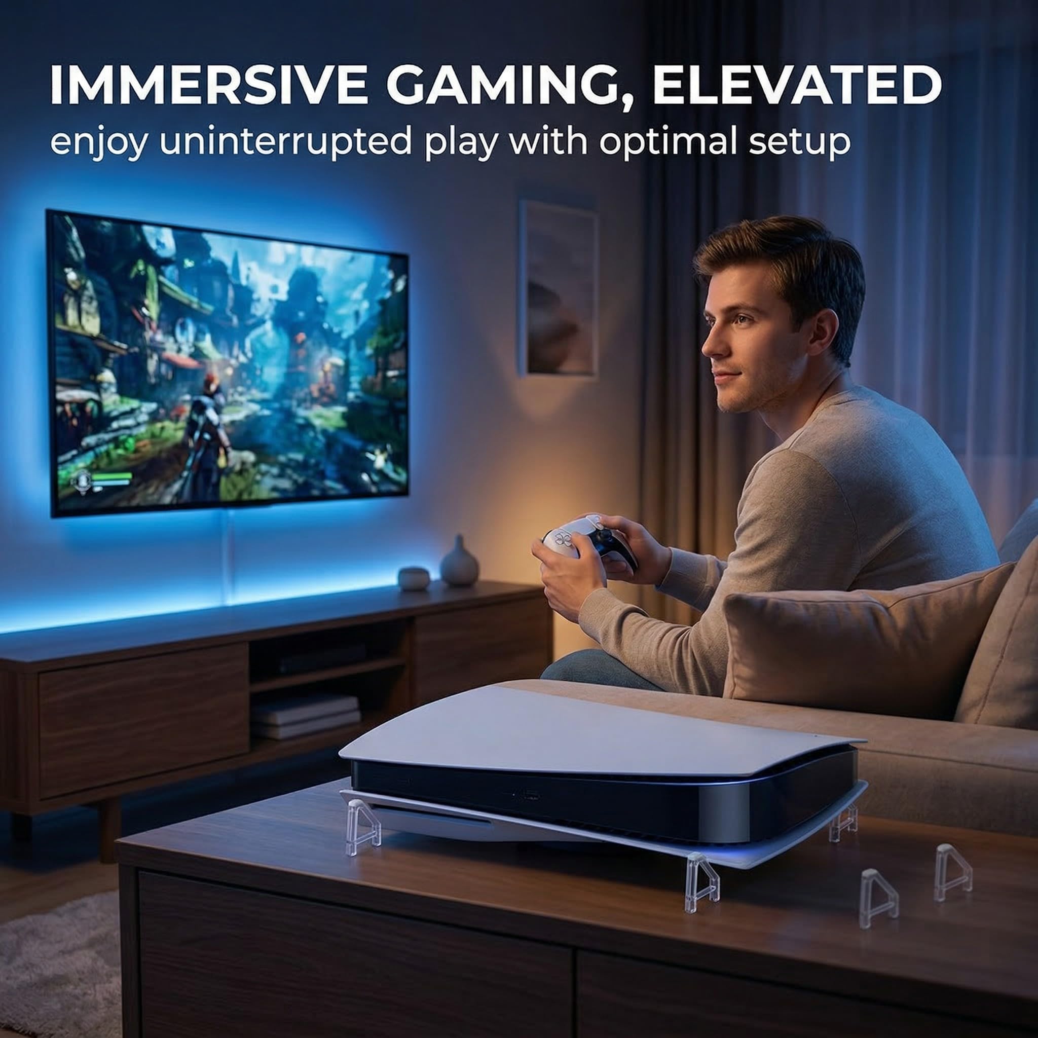 Compatibile con il set di supporto a quattro pezzi per PS5 Slim/Pro, con piedini di raffreddamento, in grado di fornire supporto orizzontale - 2