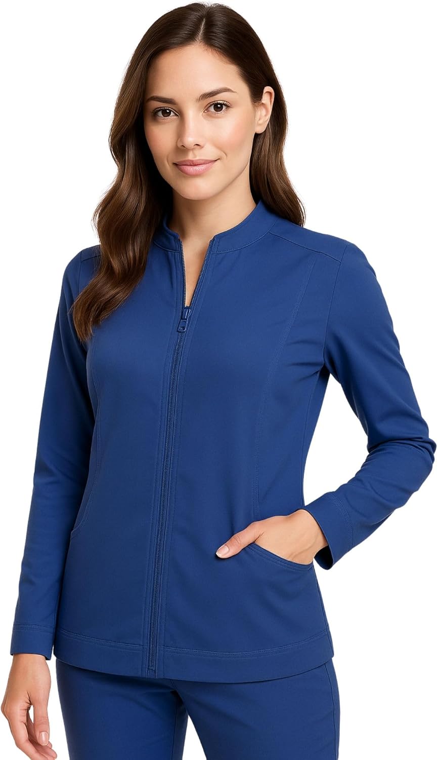 M&M SCRUBS Women's Ultra Soft Front Zip Warm-Up Scrub Jacket