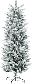 ESPIDOO 6ft Flocked Artificial Christmas Tree: Auto Open Snow Covered Pine Design - Hotel Lobby Holiday Décor with Steel Base & Fire Retardant Branches for Professional Decorators
