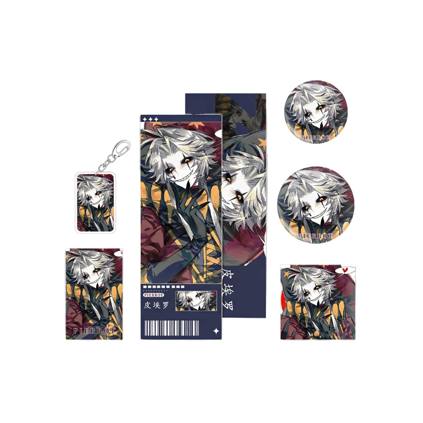 The Freak Circus Gift Set Pierrot Merch with 1*Postcard + 1*Keychain + 1*Laser Ticket + 1*Mini Photocard + 2*Badges for Fans