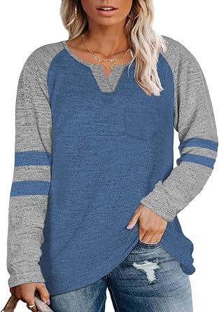 Long Sleeve V Neck T Shirts Raglan Tees 