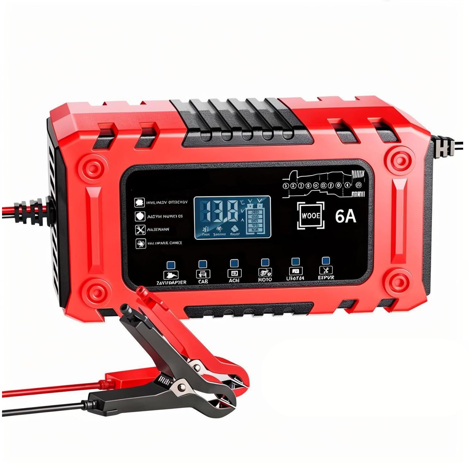 Ładowarka samochodowa 12 V 6 A Smart Car Battery Charger & Maintenancer -10-stopniowa automatyczna ładowarka podtrzymująca z odsiarczaczem do akumulatorów samochodowych,motocyklowych,LiFePo4 Lead-Acid
