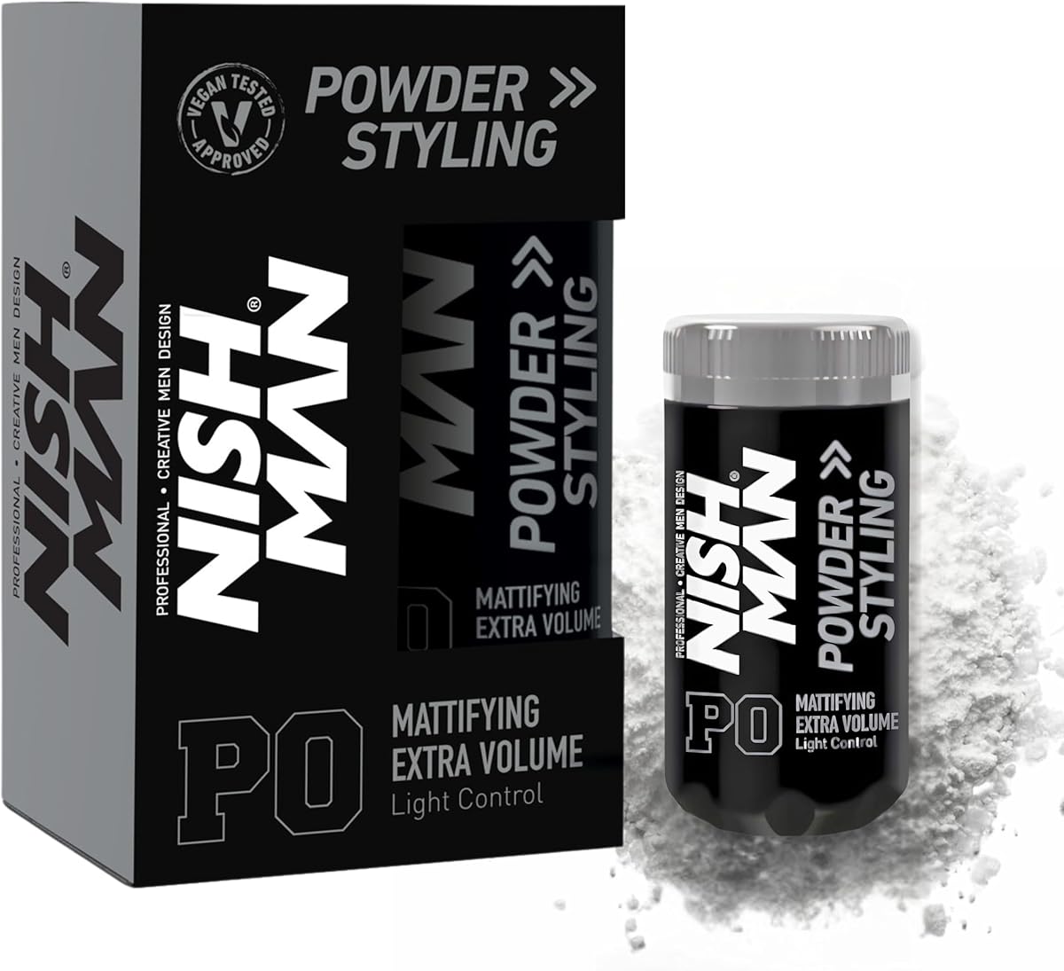 NISHMAN Polvo de Peinado P0 - Mattifying Extra Volume Light Control 20g - Máximo Aumento de Volumen y Textura - Polvo de Peinado Perfecto para Fijación Flexible y Acabado Mate