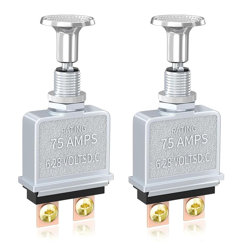 Chave Interruptora Push-Pull NIULPFZTK 75 A 6–28 V DC SPST Liga/Desliga – Pacote com 2