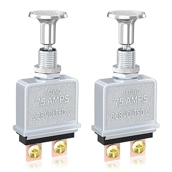 Push Pull Switch, 75 Amp Pull Switch Heavy Duty 6-28V DC 2 Position Spst On/Off for Marine Automotive, Trucks, Off-Road - 2Pcs