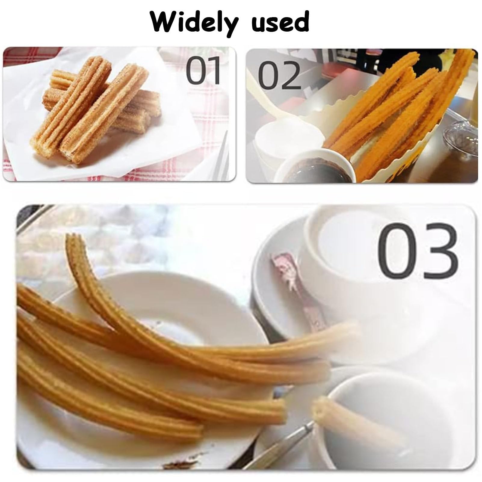 Máquina manual para hacer churros, 2L/3L Churrera española comercial con 5 moldes, diseño vertical de acero inoxidable, perfecta para relleno de churros y equipos de aperitivos, 3 L