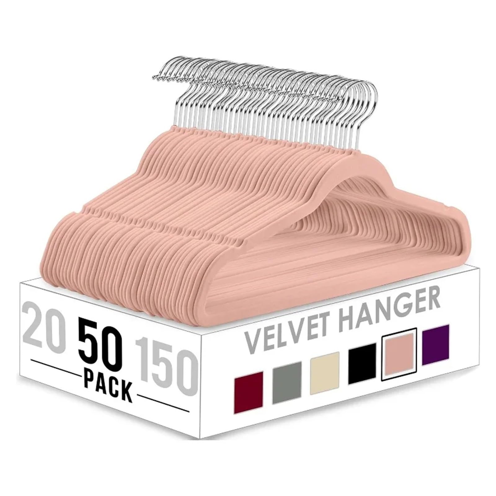 KFGISD, Velvet Hangers 150 Pack Non-Slip Clothes Hangers Grey Hangers Suit with Rotatable Hook ，Hangers(Pink)