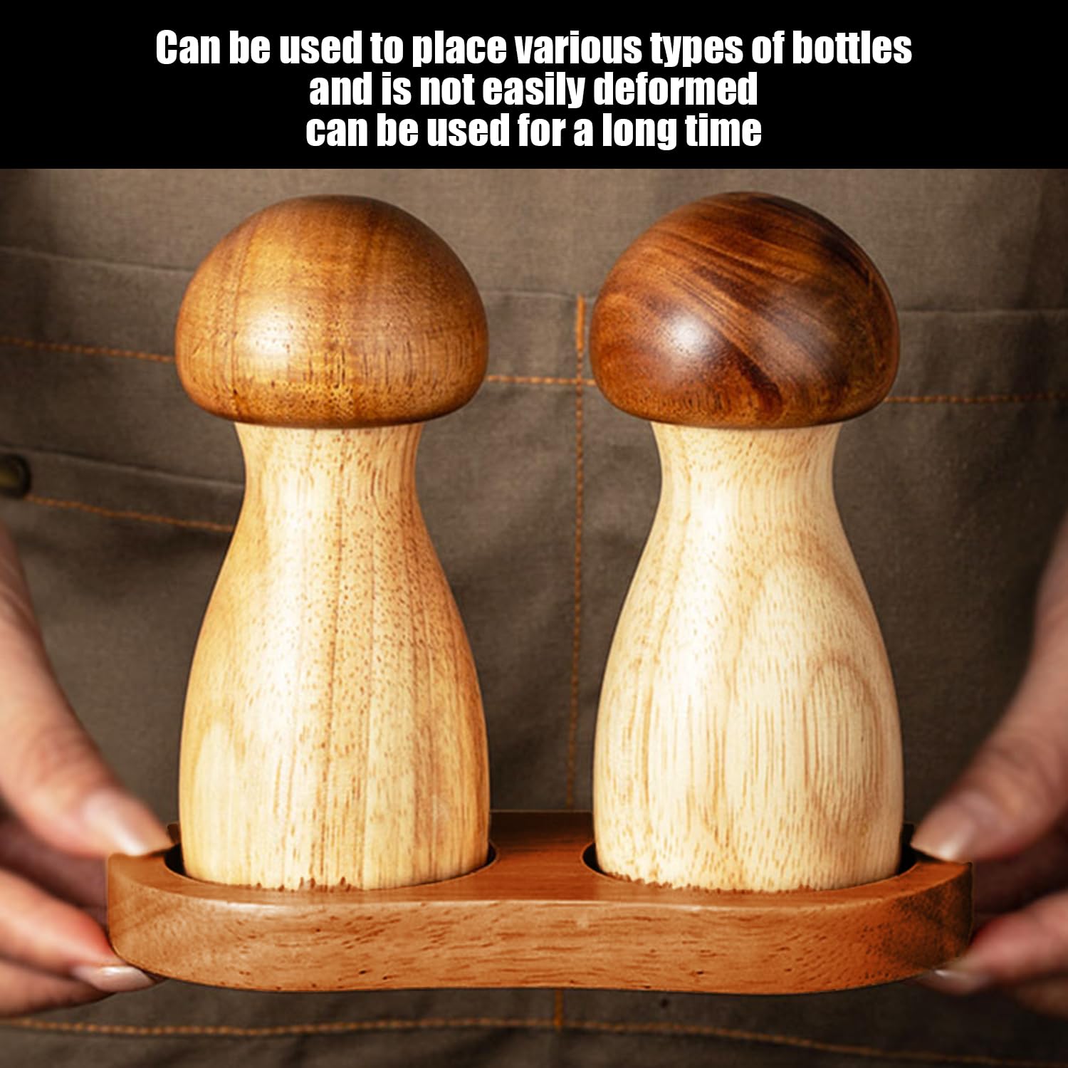 Vassoio Porta Macina Sale E Pepe In Legno Di Acacia - Organizer Da Cucina Con 2 Divisori, 15x7,6 Cm