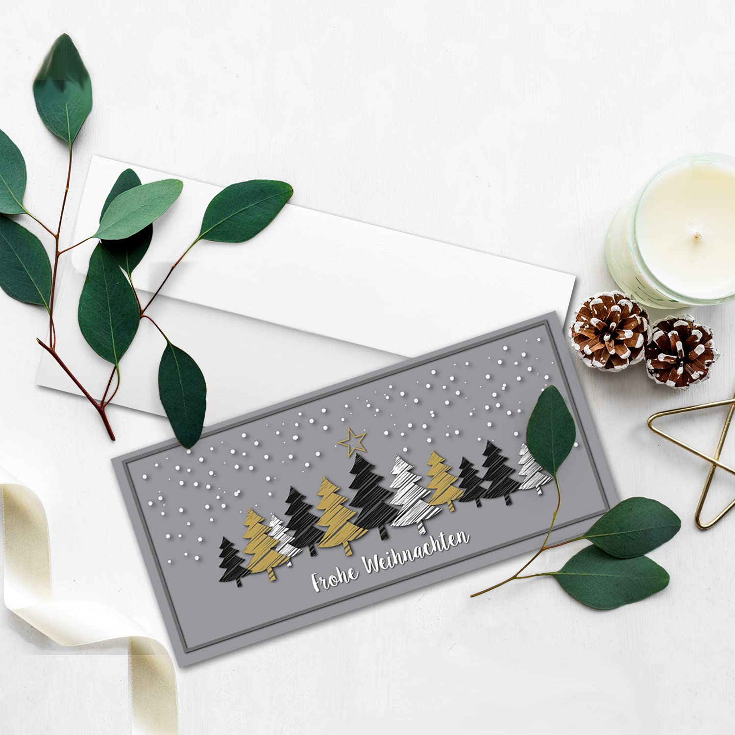 Kerstkaarten - set van 20 met enveloppen - DIN lang - vouwkaarten voor kerstgroeten - 20 stuks - Vrolijk kerstfeest Kerstkaarten - set van 20 met enveloppen - DIN lang - vouwkaarten voor kerstgroeten - 20 stuks - Vrolijk kerstfeest