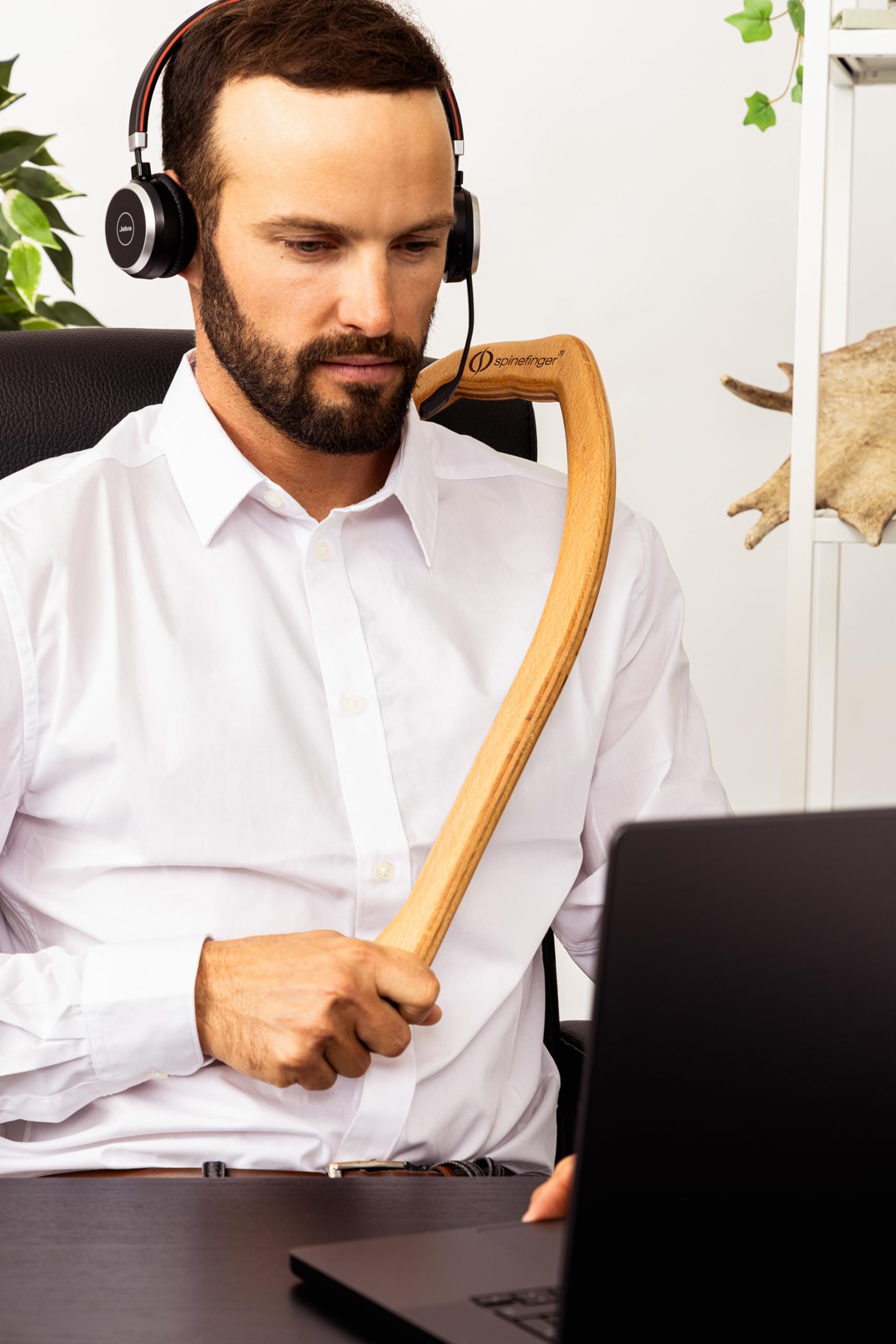 Appareil de massage Spinefinger en bois pour points trigger - Bâton fascial pour le sport, la relaxation musculaire et le massage du dos, de la nuque, etc.