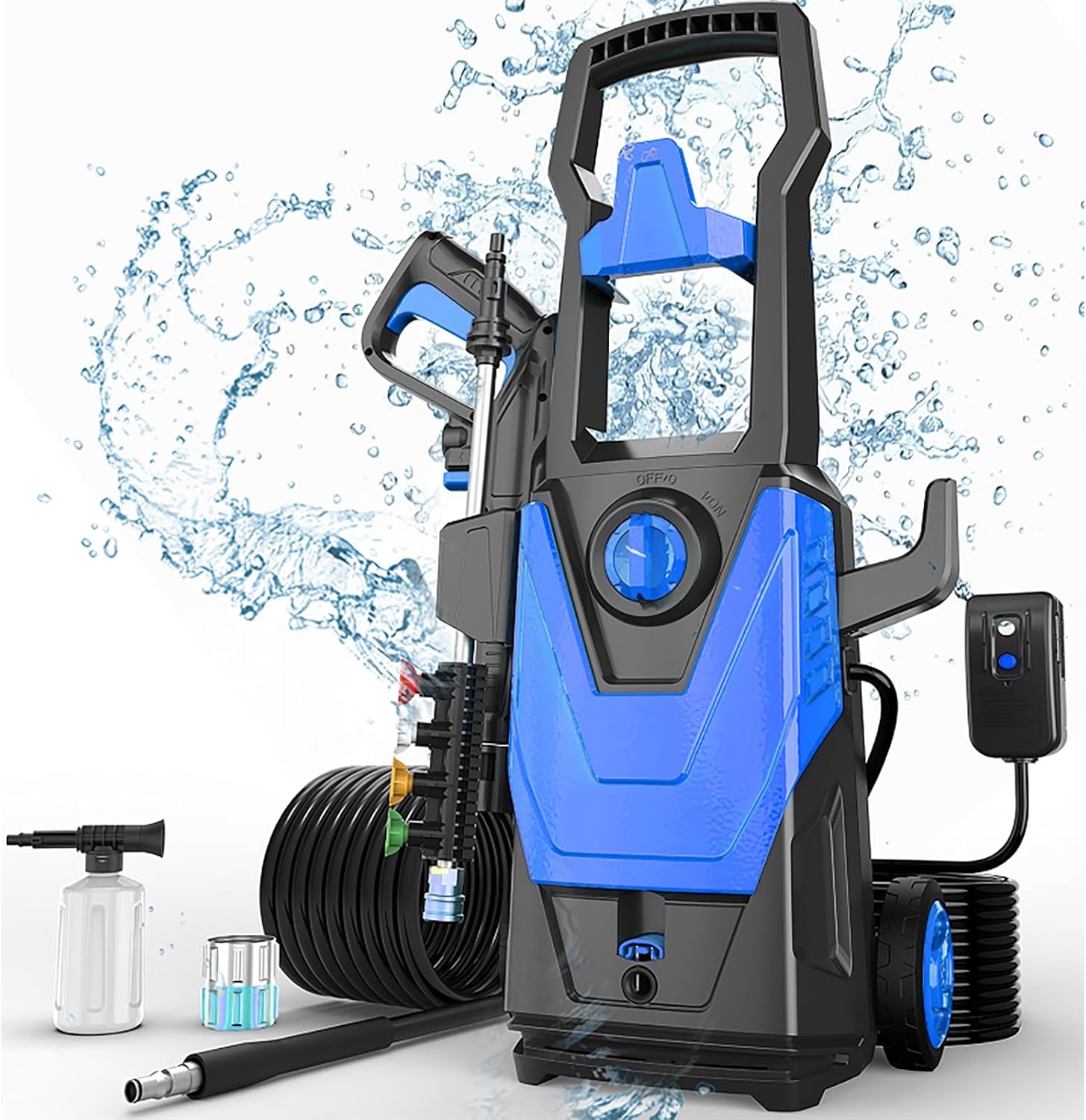 AgiiMan Electric Pressure Washer, 4500PSI Max 3.1GPM Power Washer Electric Powered with 20FT Hose, 4 Nozzles, Foam Cannon, High Pressure Cleaner Machine for Cars, Patios, Driveways, Fences, Blue