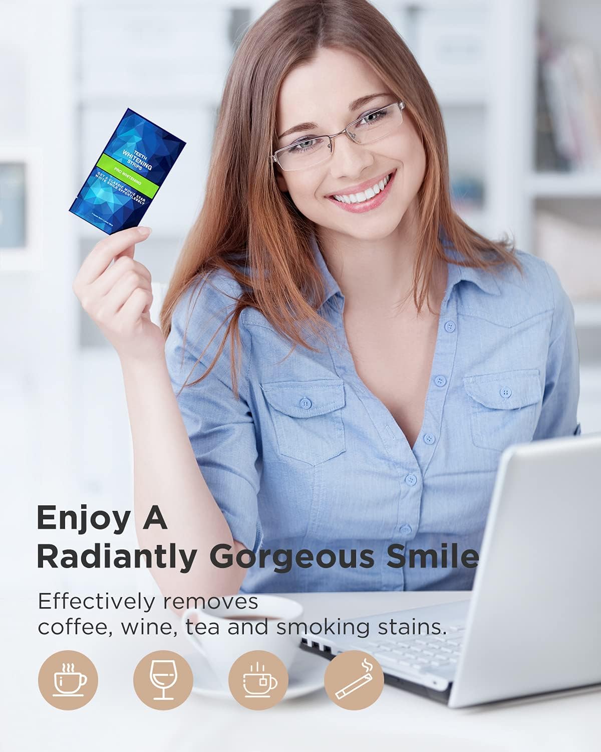 Teeth Whitening Strips , Non-Slip for Sensitive Teeth , White Strips for Teeth Whitening Remove All Manner of Stains in 30mins , 18 Pcs Teeth White Strips Dental Formula : Beauty & Personal Care